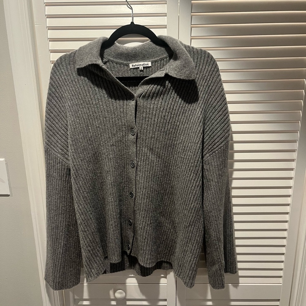Reformation Fantino Cashmere Collared Cardigan